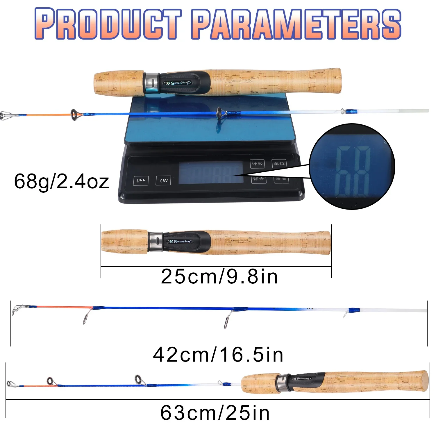Sougayilang Ice Fishing Rod Combo Portable 2 Sections Ultralight Winter Fishing Rod and Reel Set 71cm 68cm Spinning Set fishing pole set fishing rod and reel combo fishing rod