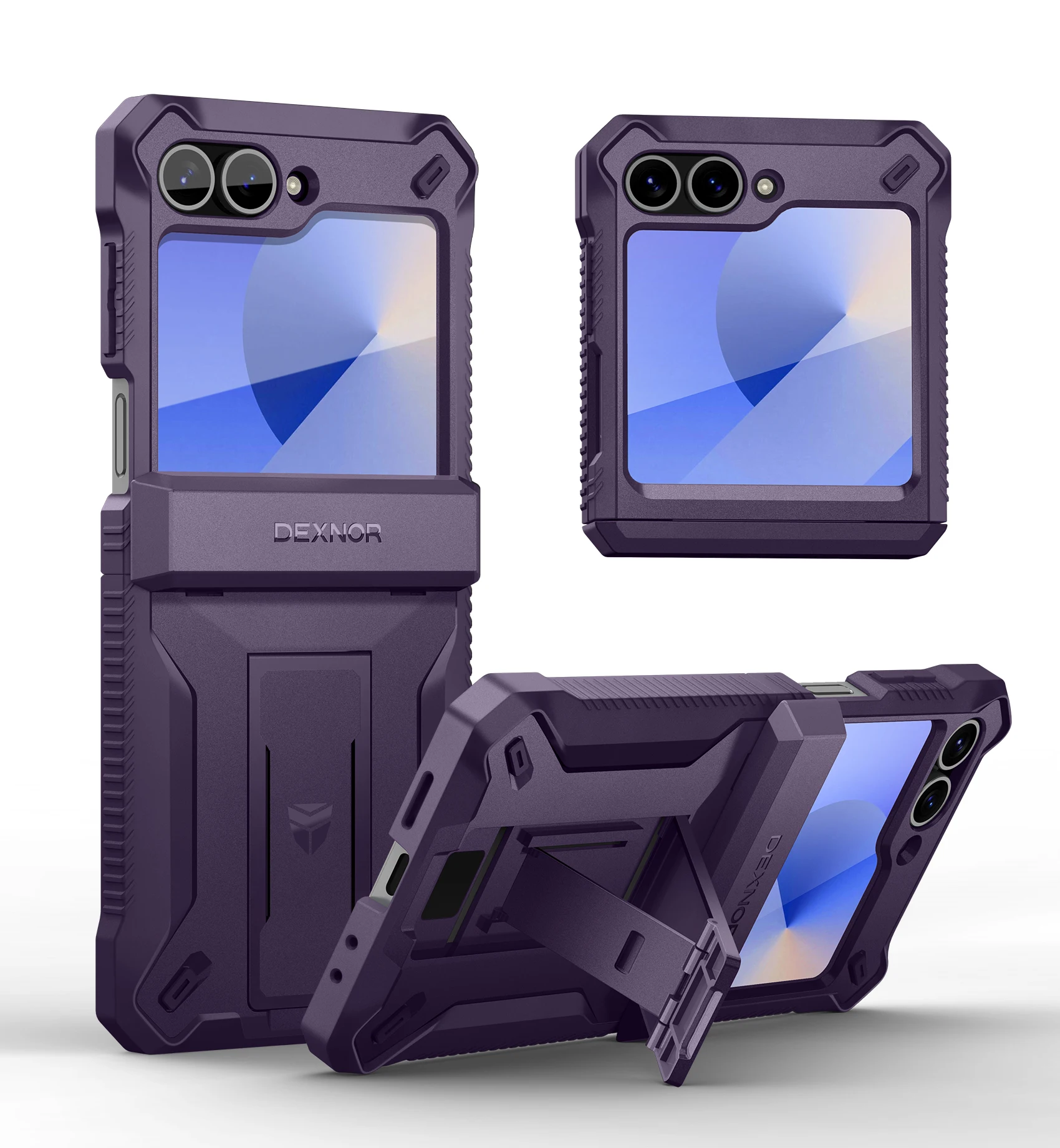 Dexnor Rugged Shockproof Case with Hinge Protection and Kickstand