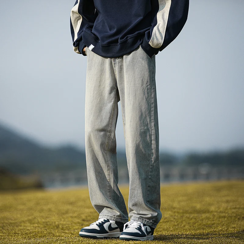 Autumn 2024 Loose Jeans Men's Harajuku Street Straight Casual Cargo Jeans All-match Fashionable Men's/Women's Wide Leg Jeans