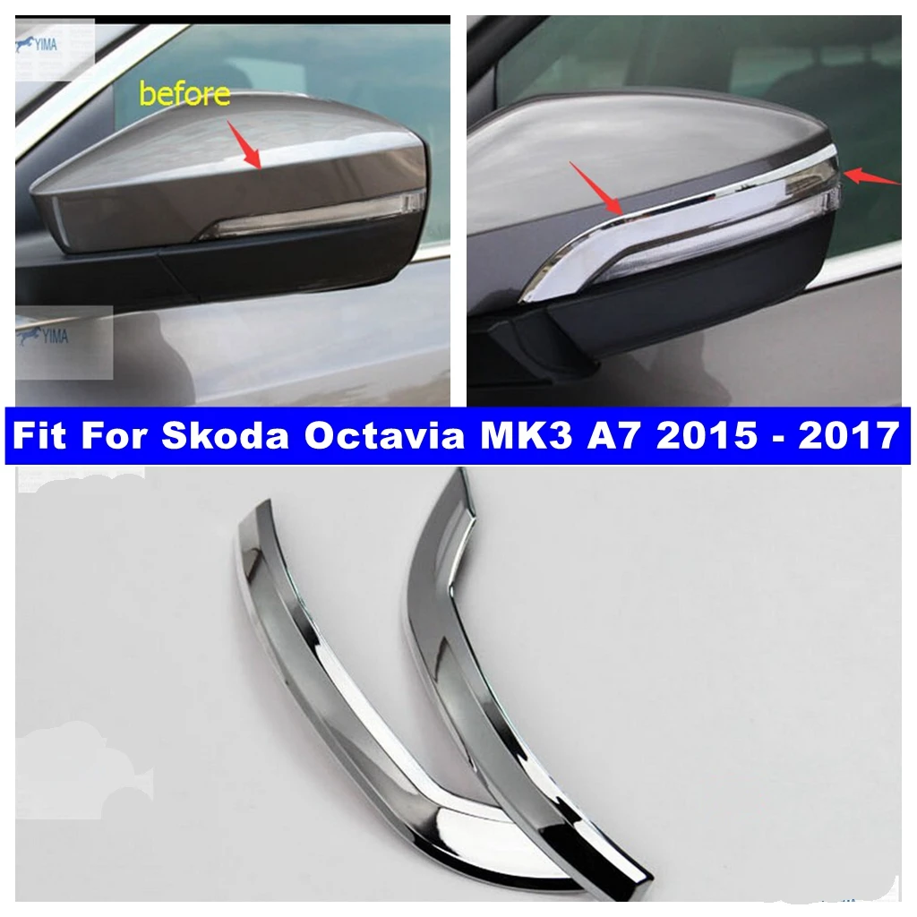 

Accessories Chrome Rearview Mirror Protect Anti-rub Rubbing Streamer Strip Cover Trim Fit For Skoda Octavia MK3 A7 2015 - 2017