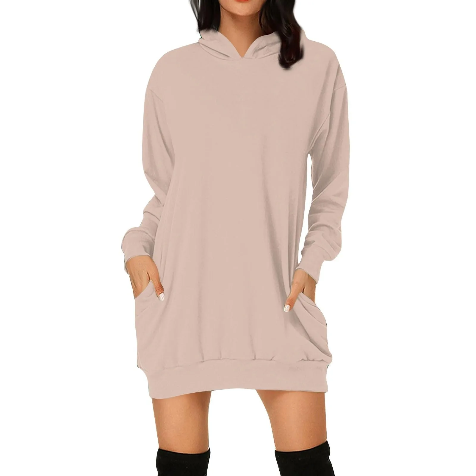 beige hoodie dress Like A Hug Hoodie Dress – DOLLY main image 0