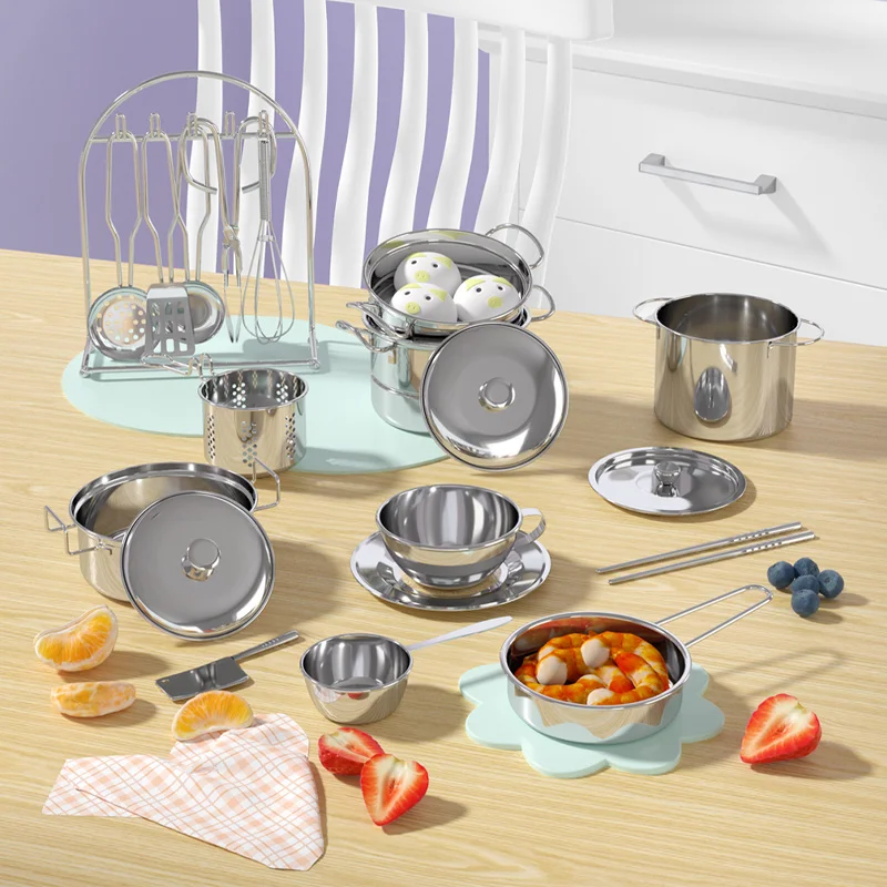 Children's Mini Kitchen Complete Cooking Girl Small Kitchen Set Children's Puzzle Play House Toys Real Cooking Food Set For Kids 4