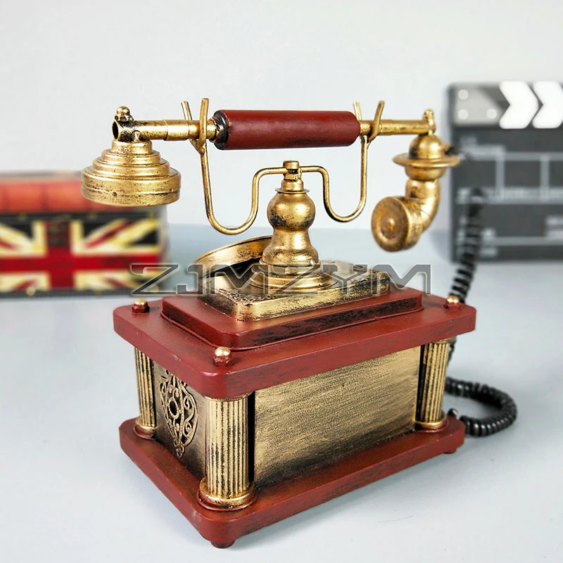 Retro Dial Telephone Wired Landline Antique Rotary Phone for Home Office