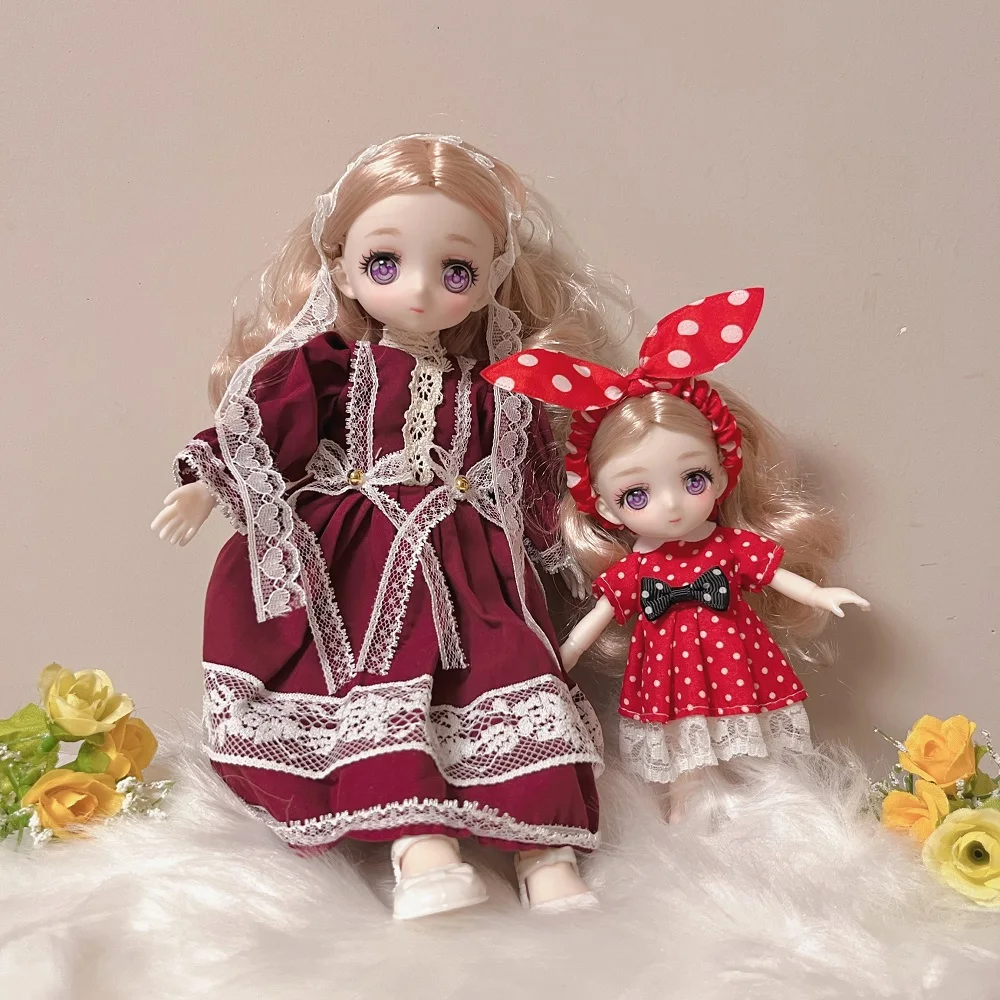 

2 dolls BJD doll Movable Joints Casual Fashion Princess Clothes Suit Accessories Nude Decoration Multicolor Hair Girl Gift Toys