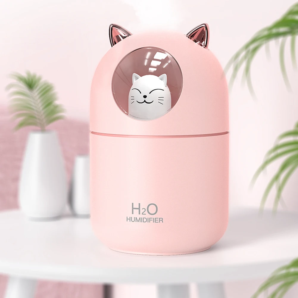 야간 조명 미니 데스크 가습기가있는 조용한 가습기 USB 가습기 사무실 침실과 자동차 용 필수 오일 디퓨저