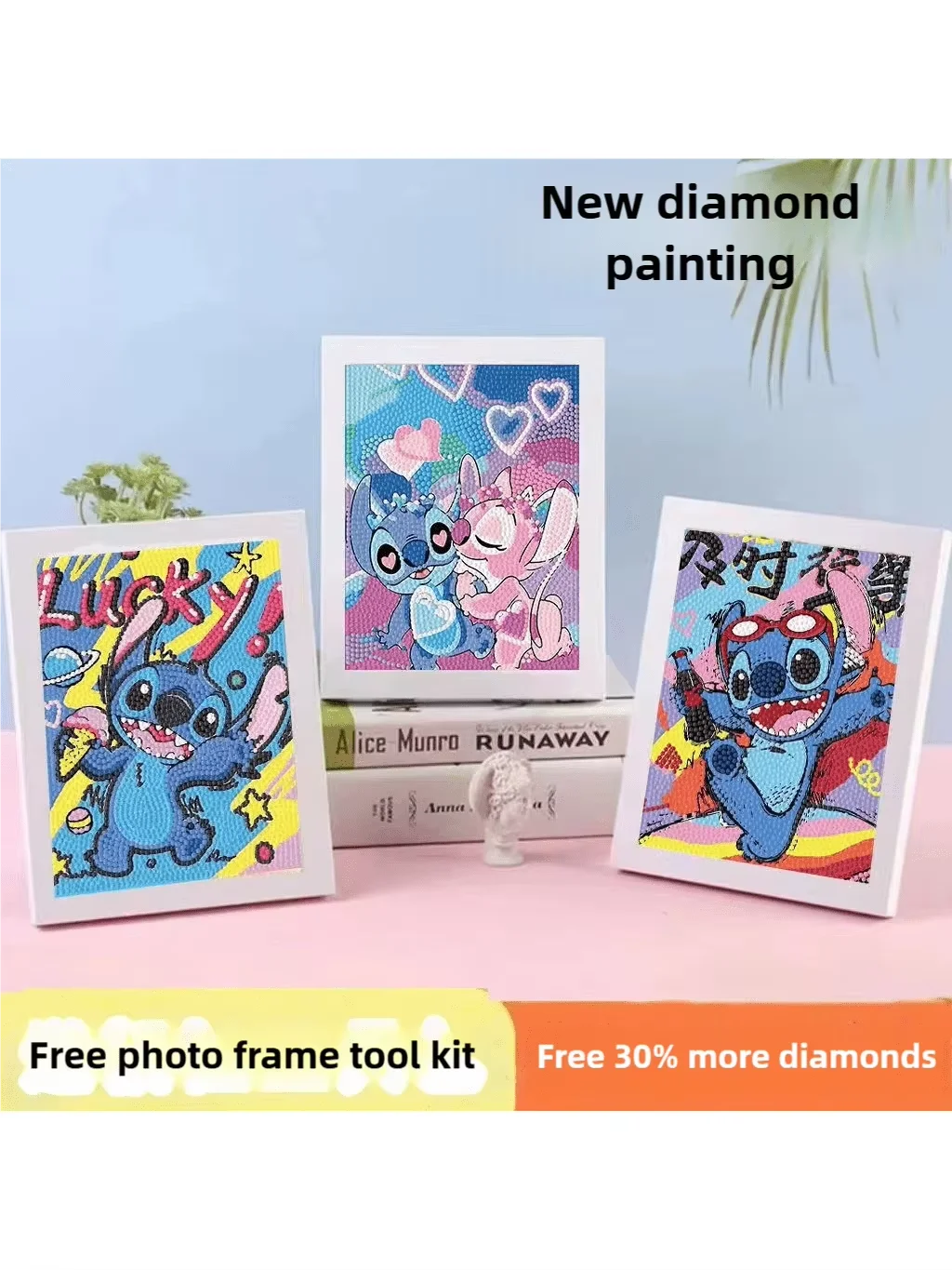 Peinture Diamant Stitch & Angel - Kit Complet avec Cadre