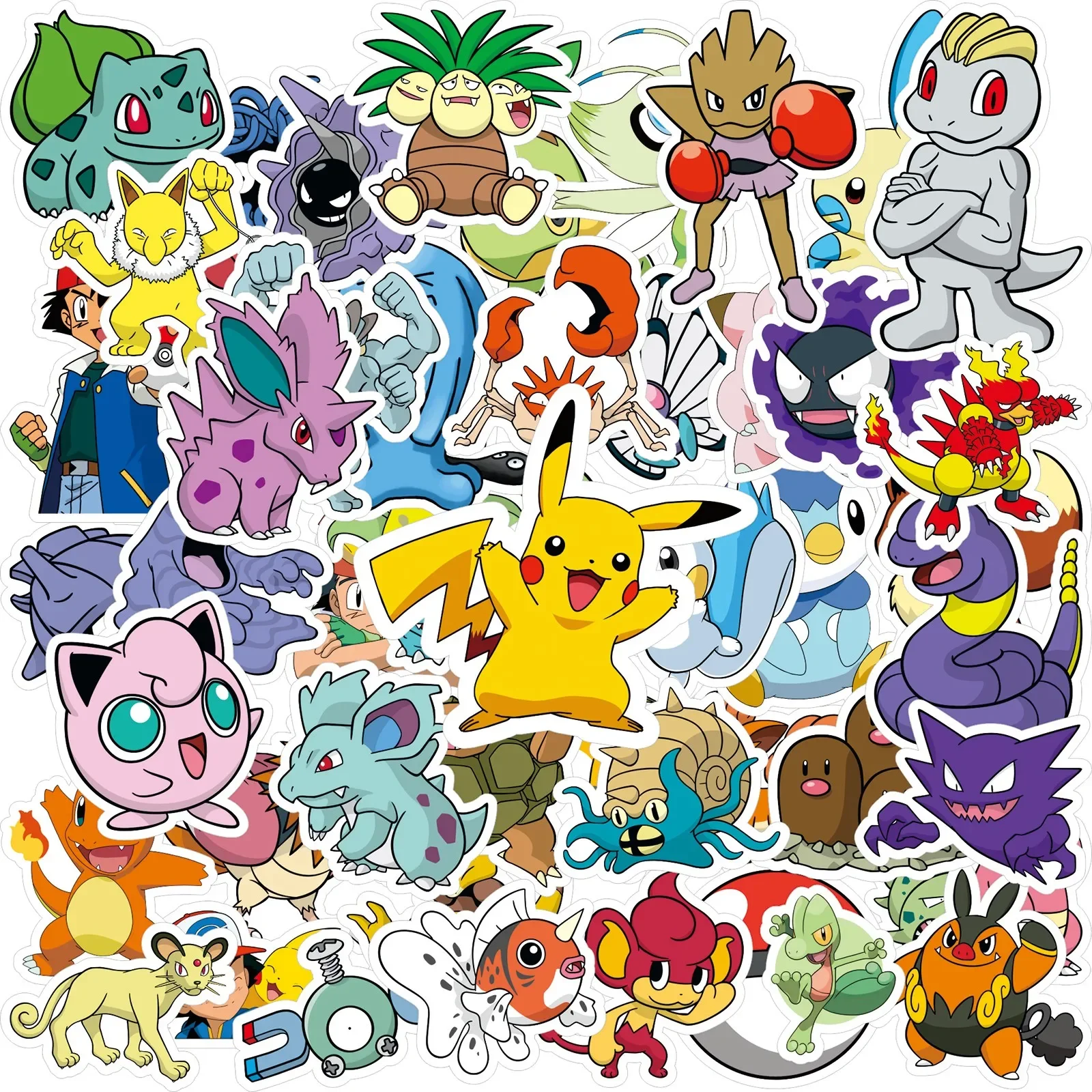 50/100PCS Kawaii Pikachu Anime Pokemon Stickers for Laptop Suitcase Skateboard Guitar Phone Cartoon Sticker Kid Gift Toys 2