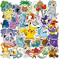 50/100PCS Kawaii Pikachu Anime Pokemon Stickers for Laptop Suitcase Skateboard Guitar Phone Cartoon Sticker Kid Gift Toys 2