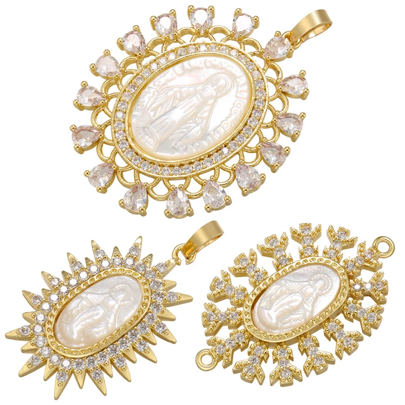ZHUKOU gold color Christian Virgin Mary Pendant Necklace charms for Women Handmade Necklace Jewelry Accessories Wholesale VD1184