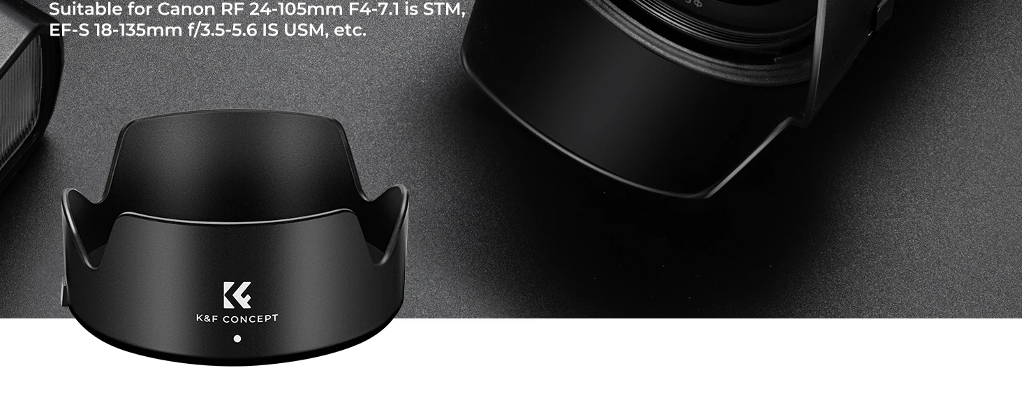 K&F CONCEPT Gegenlichtblende mit Bajonettanschluss und Reinigungstuch für Canon-Objektive, Reversibel Aufsteckbare Kamera-Objektivblende als Ersatz – Detail 2