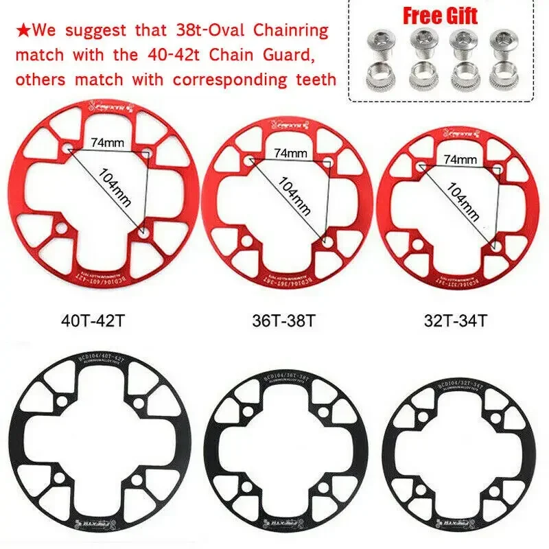 Bike Chainwheel Protector 104BCD MTB Chainring Protection Cover 32/34/36/38T/38/
