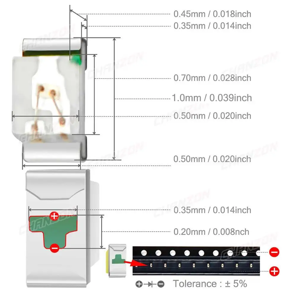 100Pcs 0402 SMD LED 방출 다이오드 칩 따뜻한 흰색 빨간색 녹색 파란색 노란색 주황색 2V 3V SMT 마이크로 작은 표면 실장 DIY PCB 램프