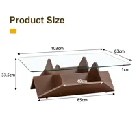 Table basse multi-rangement avec verre trempé et MDF, finition noyer, avec compartiments spacieux pour salon et bureau 6