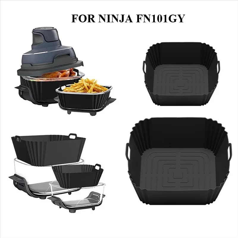 Premium Silicone Air Fryer Liners - Set of 2, Heat-Resistant and Reusable