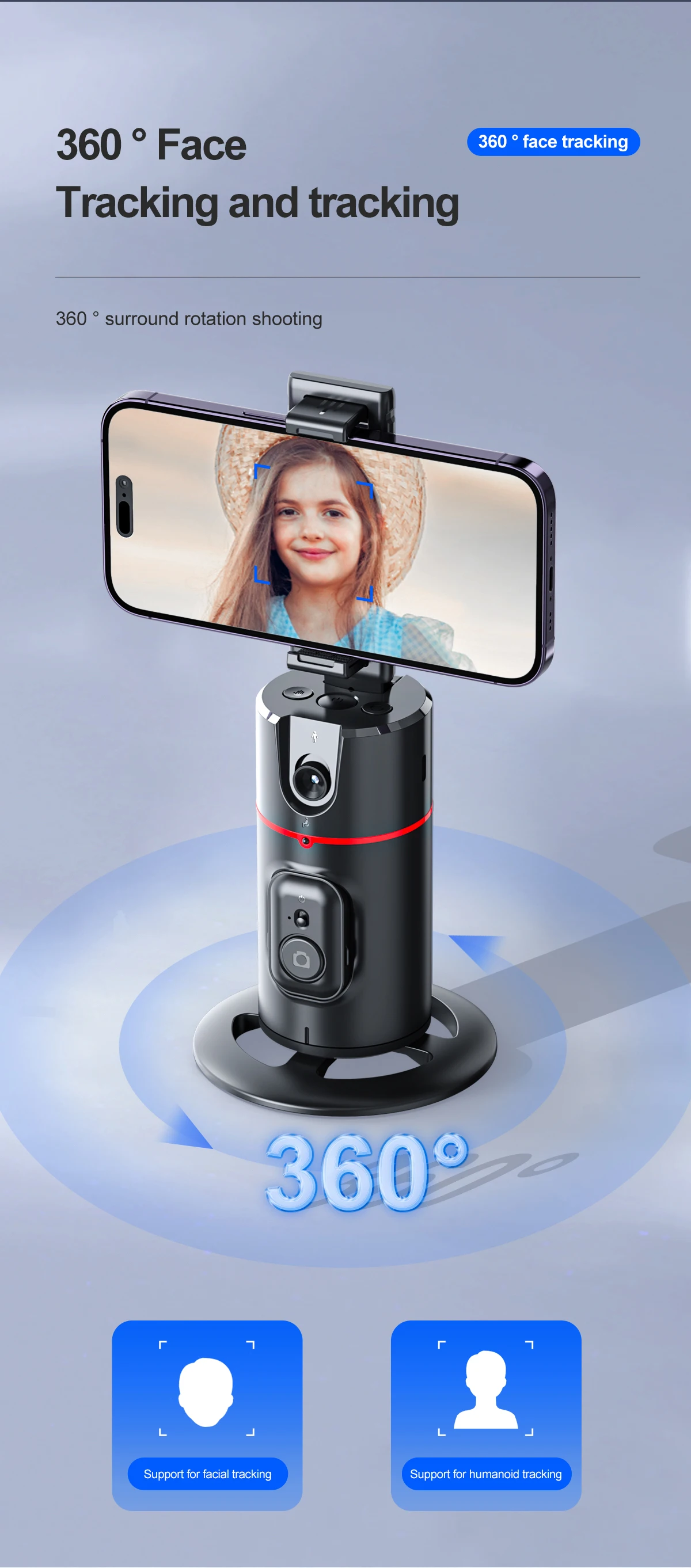 Description Picture 3 of itemW&O P02 Auto Tracking Mobile Phone Gimbal Stabilizer Handheld Selfie Stick Smartphone Shooting Tripod Cell Phone Gesture Control