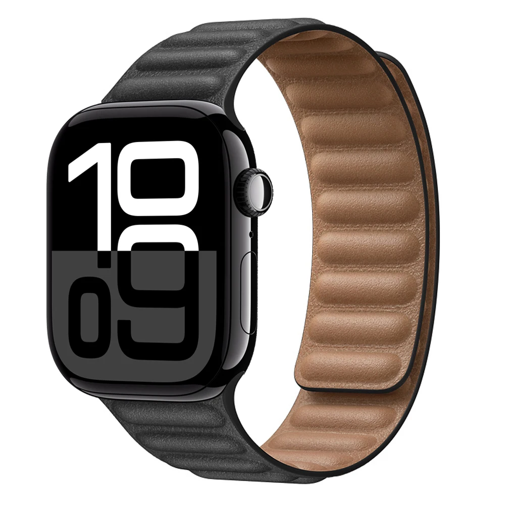 Premium Leather Magnetic Loop Watch Band Strap - Elegant Bracelet Design