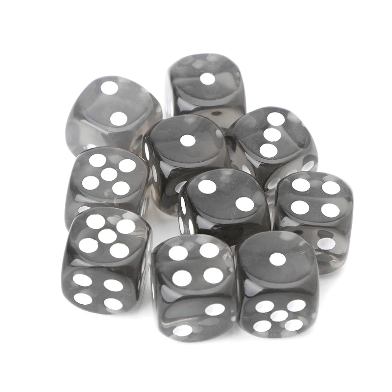 

10 pcs Six Sided 15mm Transparent Cube Round Corner Portable Table Playing Games E56D