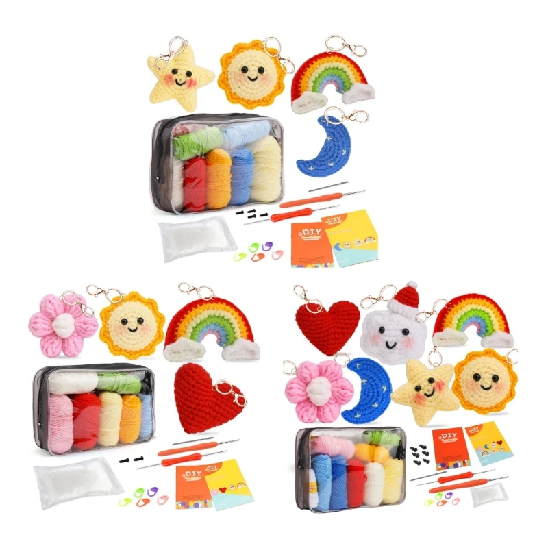 

DIY Crochet Craft Set Crochet Keychain Kits Include Crochet Hook, Yarns, Needle