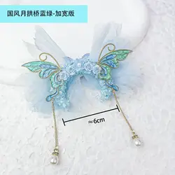 Trendy Blue DIY Handmade Bead Pens with Acrylic Craft Spacers - Chinese Style Accessories (National wind moon arch bridge blue green - widened )