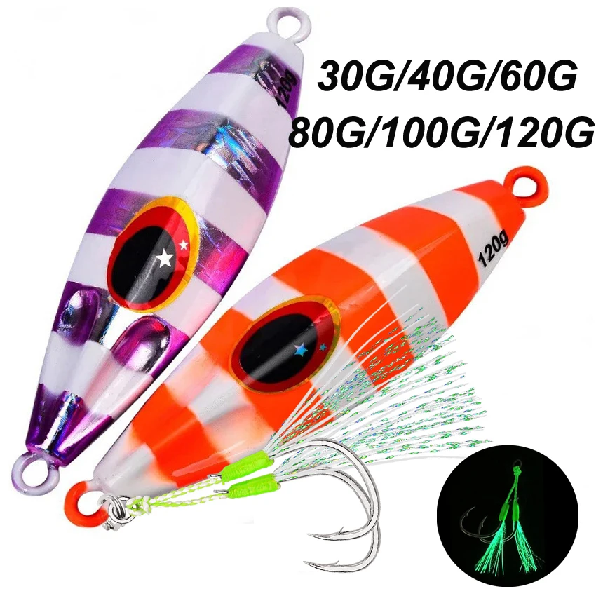 30g 40g 60g 80g 100g 120g Metall Jig Löffel Köder Künstliche Köder Shore Langsam jigging Super Hard Bass Fishing Tackle