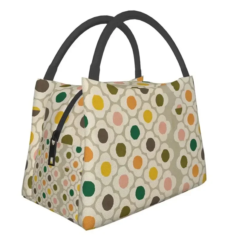 Orla Kiely 여성용 휴대용 도시락, 방수, 기하학적 스칸디나비아 꽃 쿨러, 보온 식품 절연 도시락 가방, 여행