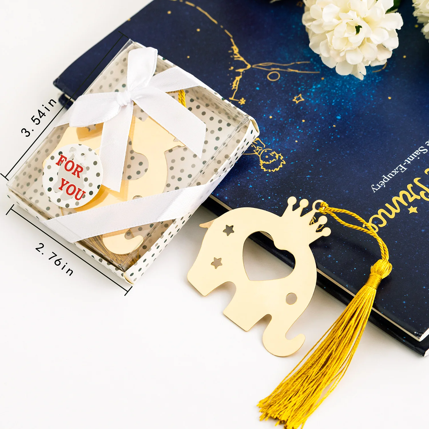 

20pcs Hollow Crown Elephant Gold Metal Bookmark Tassels For Wedding Christmas Baby Shower Party Birthday Favor Gift Souvenirs