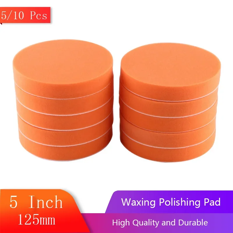 5/10pcs 5" 125mm Car Buffing Polishing Pads Flat Foam SPonge Waxing Pad Kit Tool For Car Polisher Buffer Auto Care Buffing Pads
