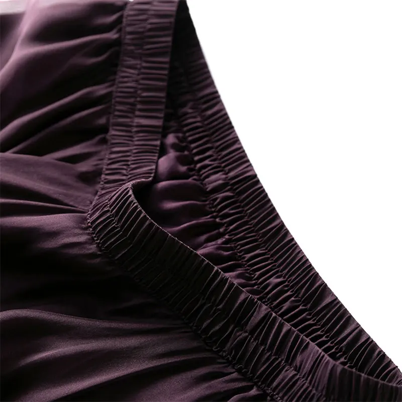 Women Silk Skirt 100% Mulberry Silk Purple With Double Lining Summer Beach Elastic Waist Vacation Skirts Office Lady Party MM795 2