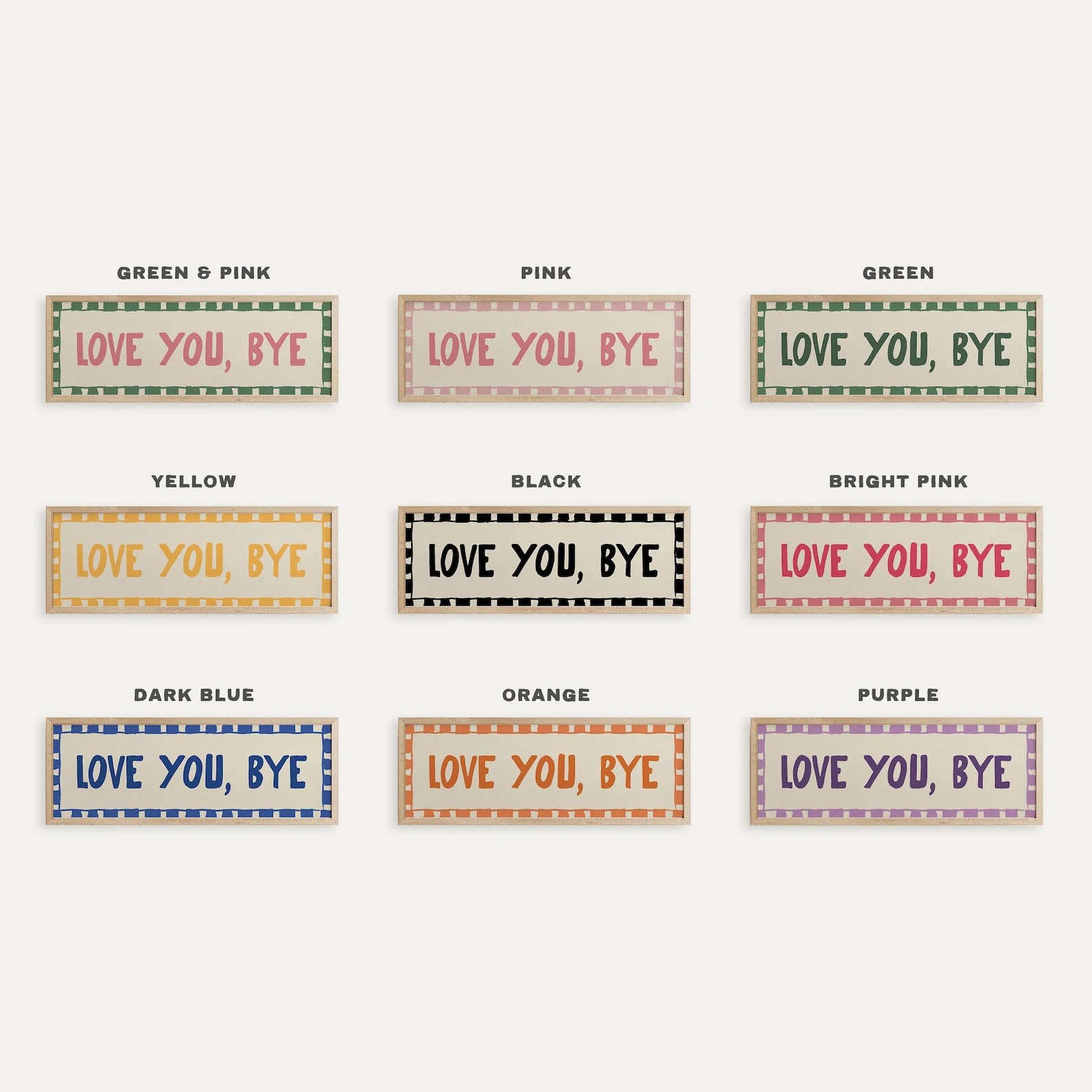 �Love You Bye“ Leinwand-Wandkunstdrucke für den Flur, rahmenlos, modernes, minimalistisches Leinwandposter für die Dekoration über der Tür und im Wohnzimmer