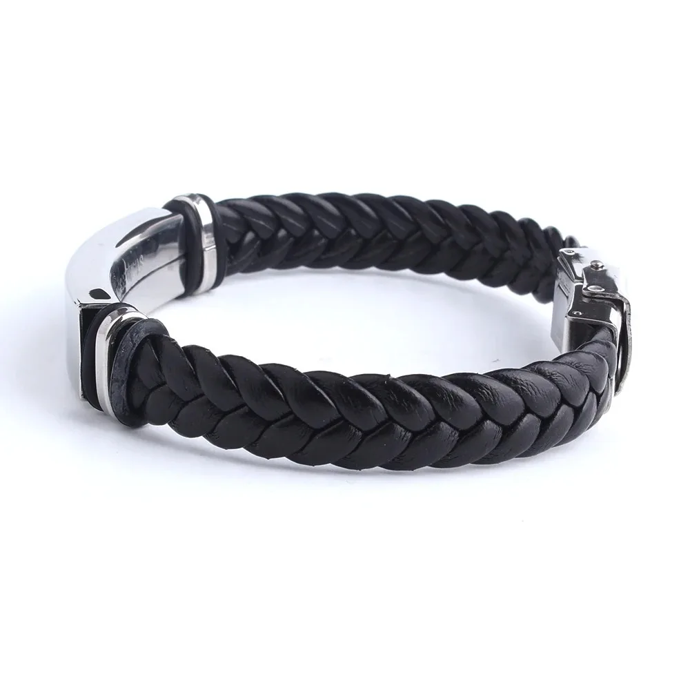 Personalisierte Medizin SOS Personalisierte Text Weben Leder Armbänder Gravieren Logo Name Edelstahl Armband Für Frauen Männer – Detail 7