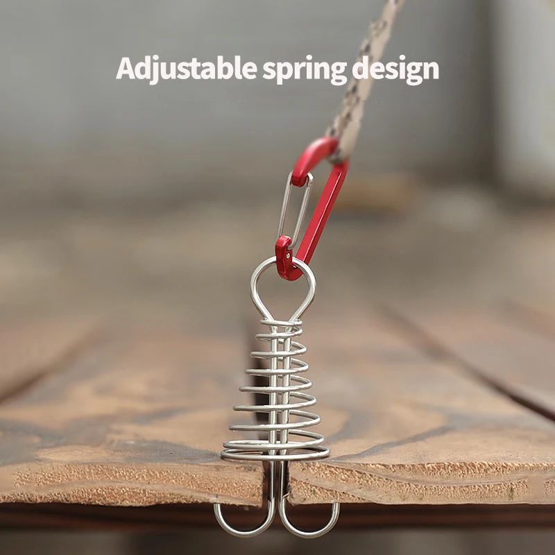 4pcs Spiral Octopus Deck Tent Pegs Camping Supplies Ground Anchor Pegs Fishbone Tent Stake with Spring Buckle Camping Nails