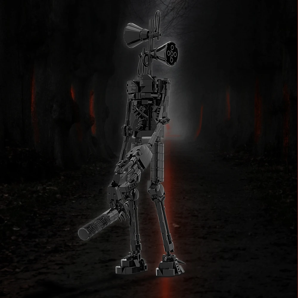 MOC 클래식 호러 게임 장면 사이렌 헤드, 클래식 기계식 몬스터 빌딩 블록 조립 모델, 기계식 로봇, 소년 장난감 선물