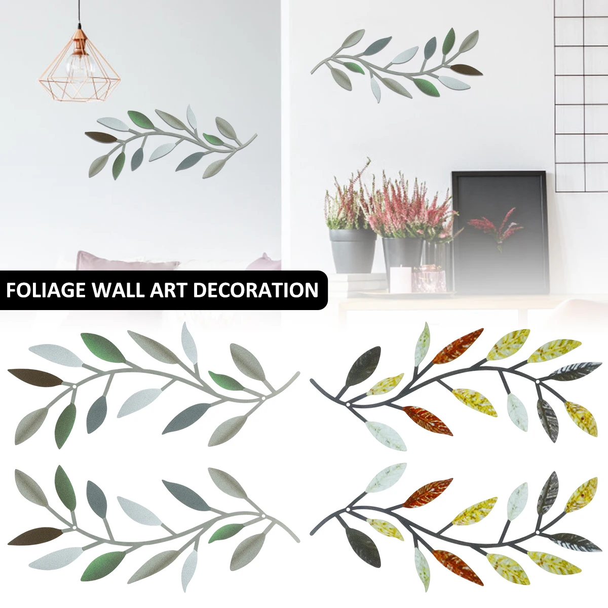 

2Pcs Metal Leaf Wall Décor Creative Vine Leaf Wall Art Aesthetic Olive Branch Leaf Hanging Ornament Scroll Leaf Wall Sculpture