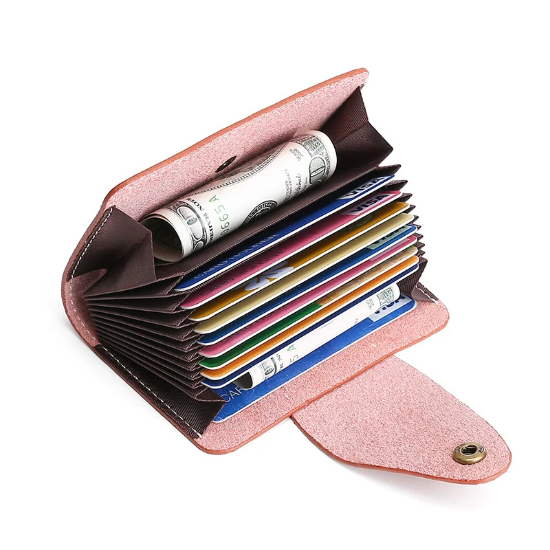 

Vintage Organ Card Holder Women Large Capacity ID Credit Business Card Wallet Hasp Money Purse PU Leather Cardholder Wholesale