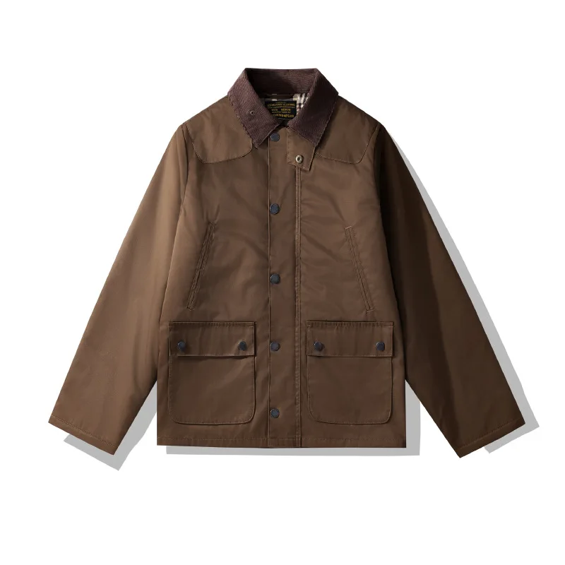OKONKWO-Waxed Waxed Cotton Windbreaker Classic Lined Coat Outdoor Hiking Workwear Hunting Gear Oil Wax Jacket Camping Travel 3