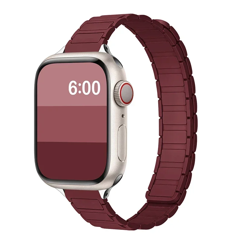 Women's Slim Silicone Magnetic Bracelet Watch Band with Strap