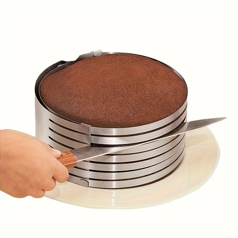 1pc Adjustable Stainless Steel Cake Slicer Ring 7 Level Precise Cake Cutter For Perfect Slices Two Size Options 6 8 Inch Easy To