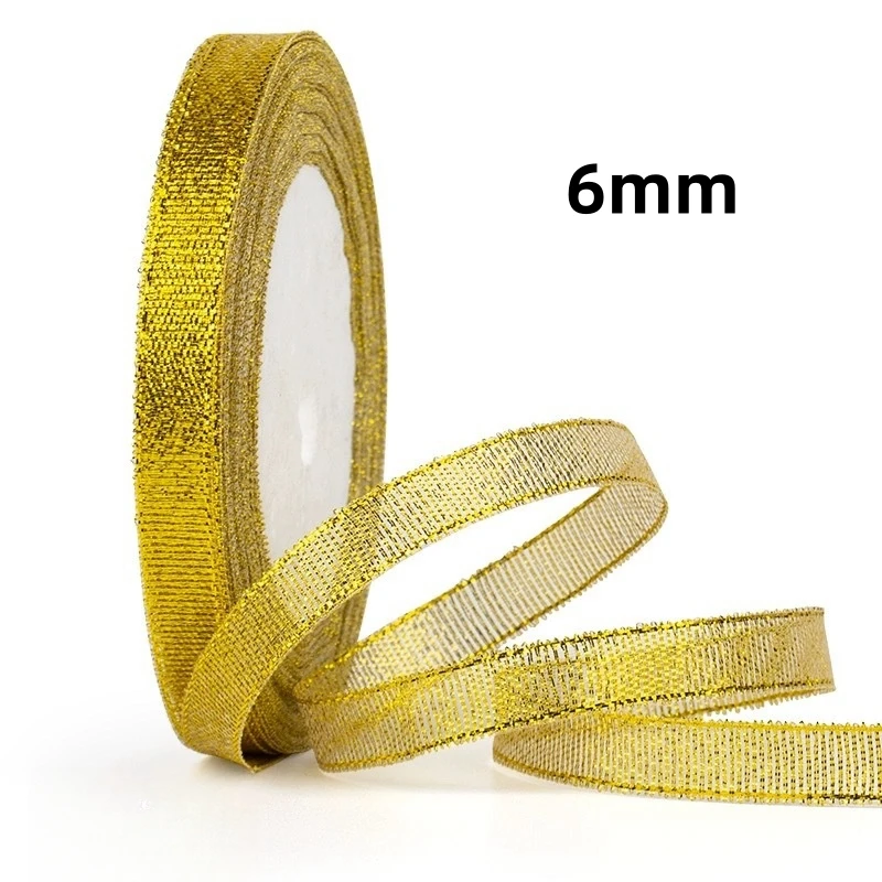 Gold Silver Glitter Ribbon - 25 Yards for DIY Crafts, Gift Wrapping, and Decoration