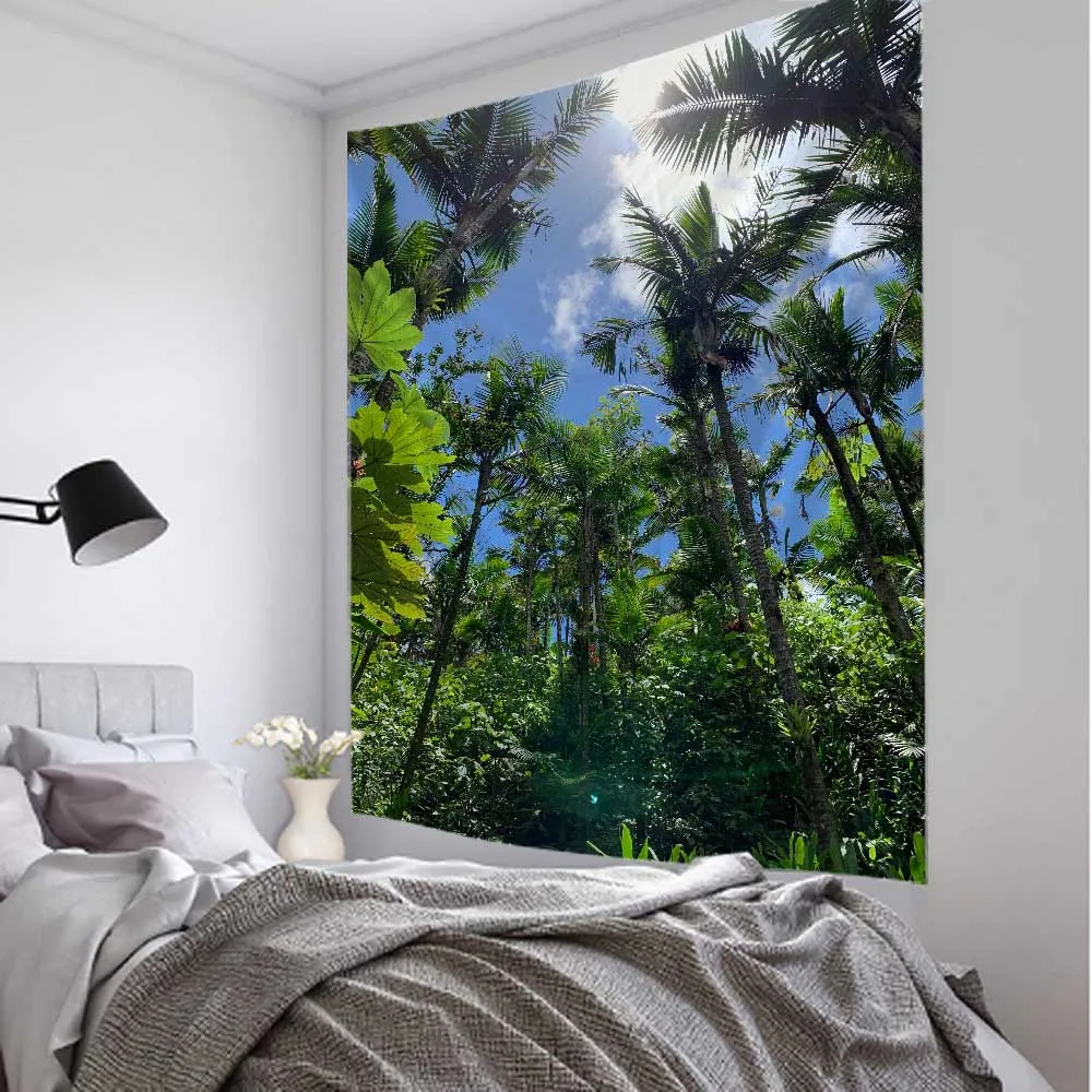 Tropical Plants Leaves Tapestry Jungle Palm Tree Wall Hanging Boho Psychedelic Room Wall Decor Nature Landscape Art Home Decor