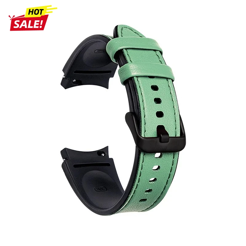 Premium Leather Grain Band with Silicone Strap