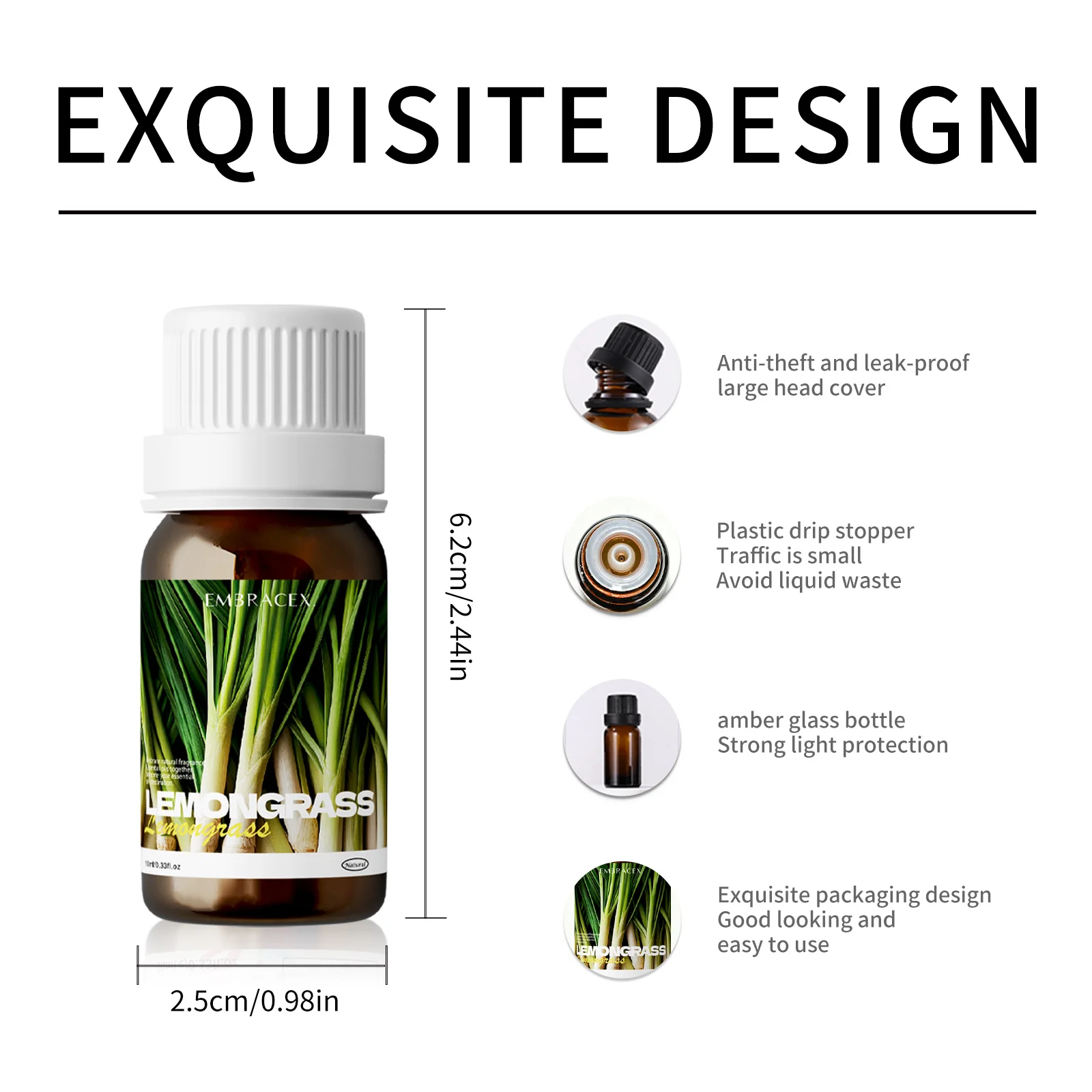 10ml Lemongrass Essential Oil Skincare Natural Aromatherapy for Relaxation Stress Relief And Focus Refreshing Citrus Scent Gifts S3f67dc28823a441a8e7f4ee83db0af5dU