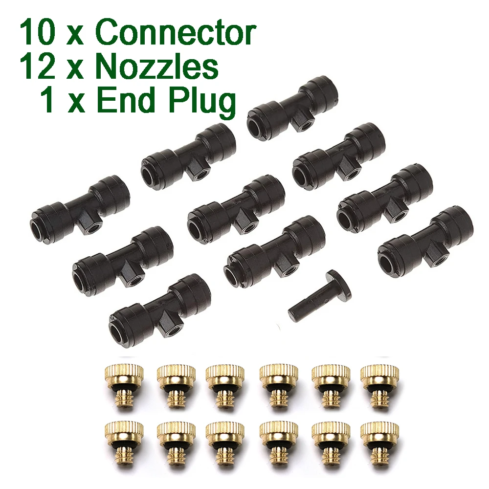 10Set Mist Fog Nozzle Kit Mister Fogger Nozzles Sprayer With Fitting For Patio Misting Spray