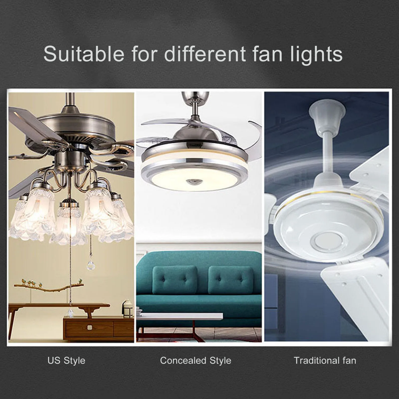 Universal Ceiling Fan Remote Control Kit DC 6 Speeds Ceiling Fan Light Controller Receiver with Timer for Replacement