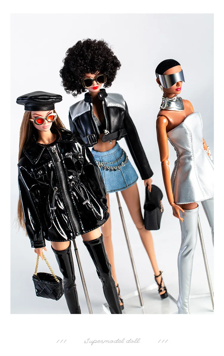 30cm Doll Clothing Accessories – Fashion Futuristic Retro-Modern Jacket, Shirt and Glasses for 1/6 Supermodel Doll description 12