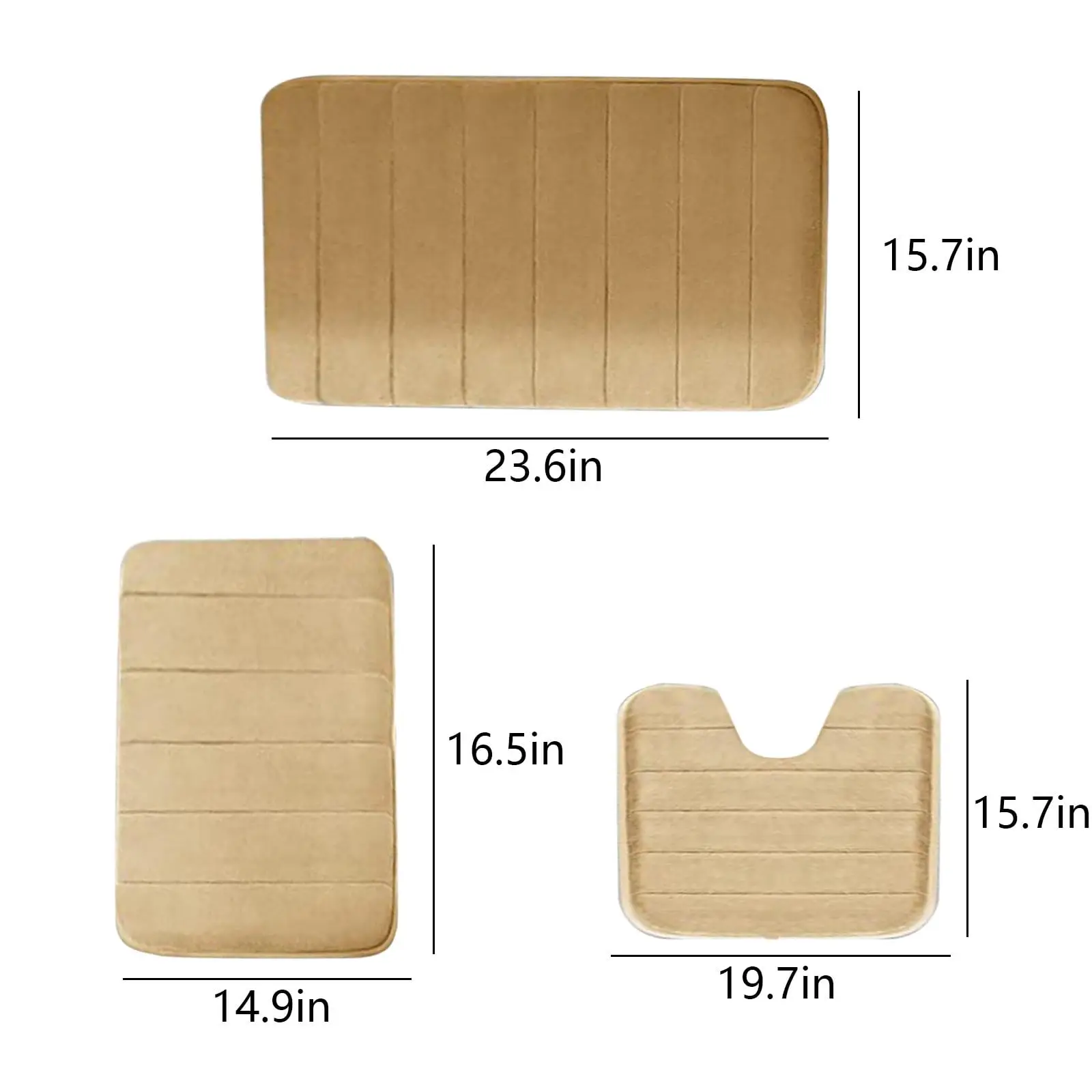 3 Pieces Bathroom Rug Mat Set 5