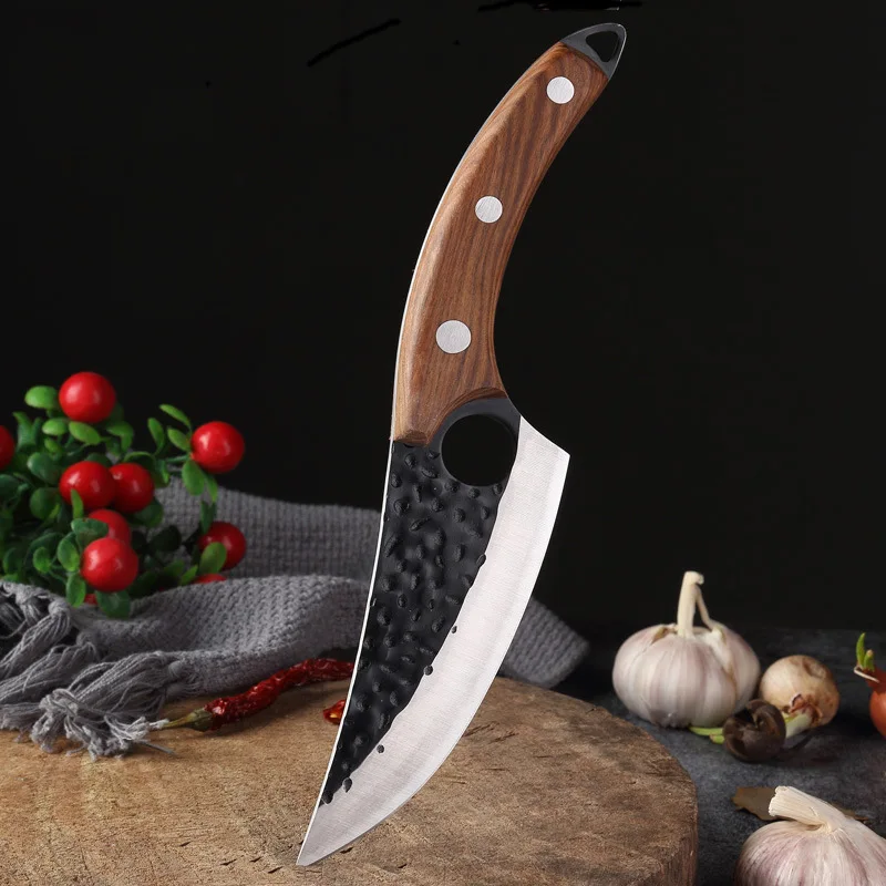 Kitchen Knife Meat Cleaver Kitchen Boning Knife Chef Utility Knives Meat Cleaver Fruit Fish Scale Knife Stainless Steel Hand-forged Butcher Rosewood Handle