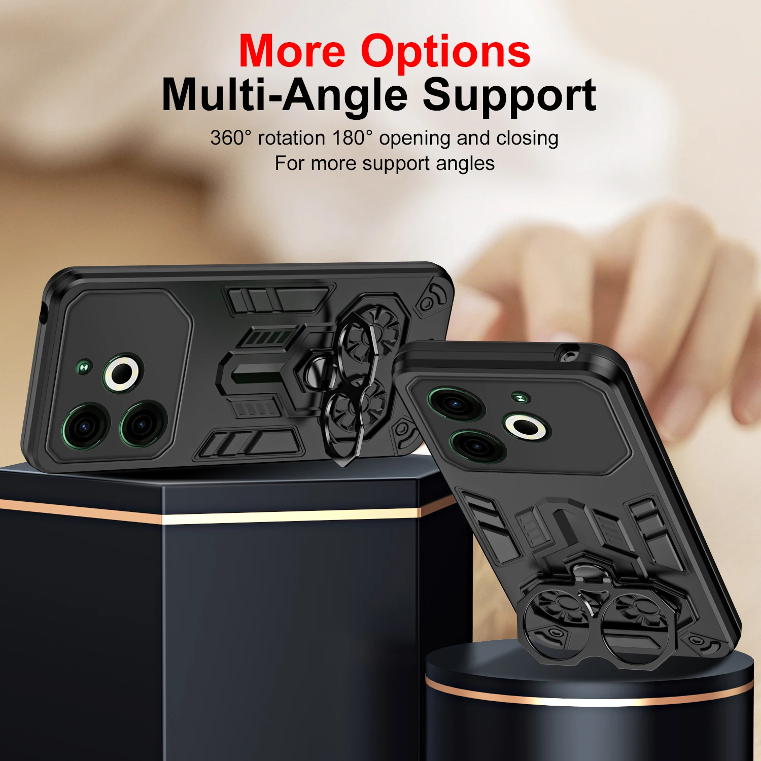 Rugged Shockproof Armor Case with Ring Stand and Holder