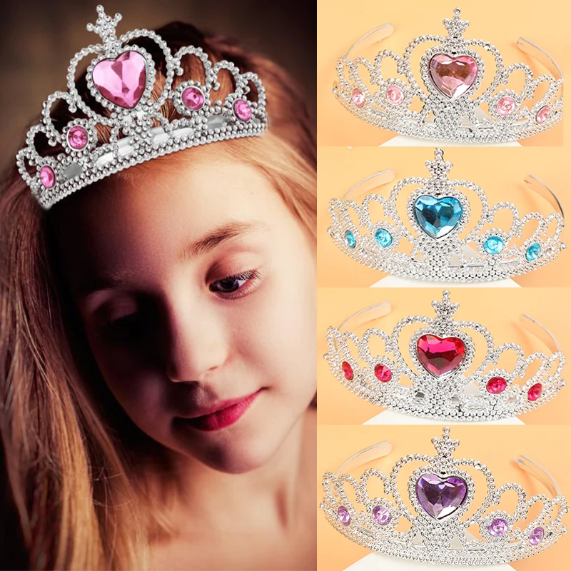 

Princess Crowns Hairband for Girls Kids Gift Elegant Crystal Hair Hoop Tiara Lovely Bride Wedding Jewellery Headdress Headwear