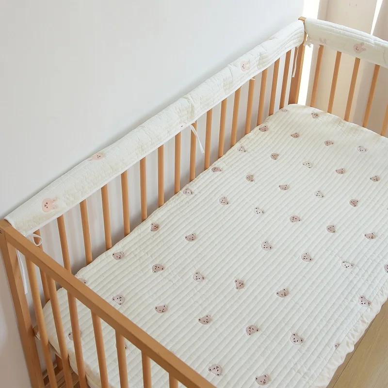 Bed Anti Collision Bar Beige fence soft bag anti-collision bar bed jacket soft anti-bite protection bar