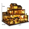 DIY Wooden Miniature Model Kit Japanese Casa 3D Puzzle Dollhouse With Furniture Lights Big Villa Home Decor for Friends Gifts 6